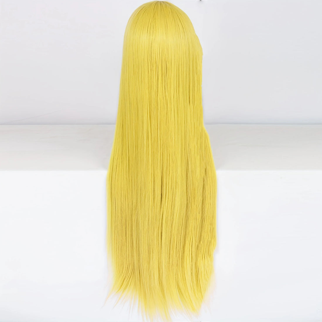 Synthetic Long straight yellow role-playing wig with bangs, suitable for women, Halloween, parties, daily outfit wig