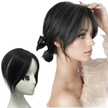 Natural Human Hair Bangs Side Fringe for Women 3D Middle Part False Bangs Clip-in Hair Extensions Invisible Hairpieces