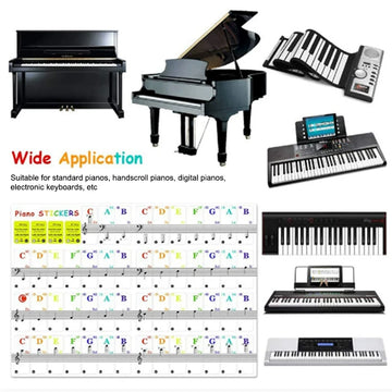Transparent PVC Piano Keyboard Stickers 54/61/88 Keys Electronic Keyboard Note Name Stave Labels Piano Sticker Accessories