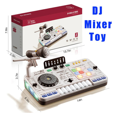 Kids DJ Mixer with Microphone Electronic Piano Keyboard BT 5.0 DJs Turntable Controller Musical Instrument Kid Christmas Gifts
