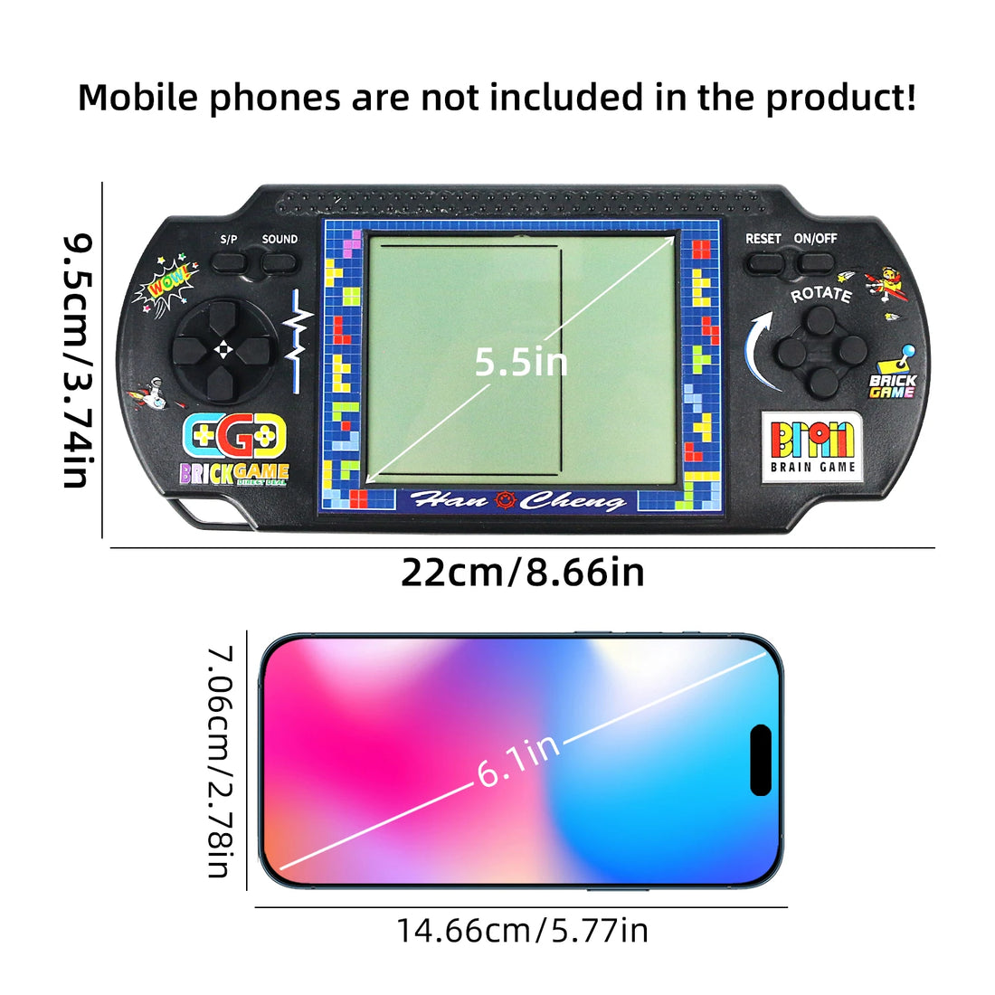 5.5-inch large screen block game console, retro nostalgic classic children's 8060 handheld electronic game console