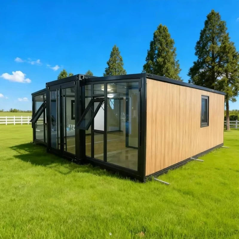 Fast Assembly Expandable Container House-Double Wing Folding Farmhouse Design-Waterproof Windproof Prefab