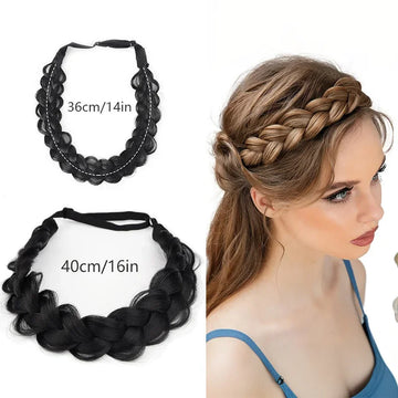 1 Pcs Synthetic Premium Adjustable Handmade Wig Braided Elastic Band Hair Fashion Braiding Hair Headband Headwear For Women