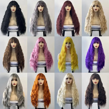 Woman Doll Cosplay Wig Girl's Bangs Multies Colors Headgear Small Curls Long Wig Full Head Cover Y2K Cosplay Headset