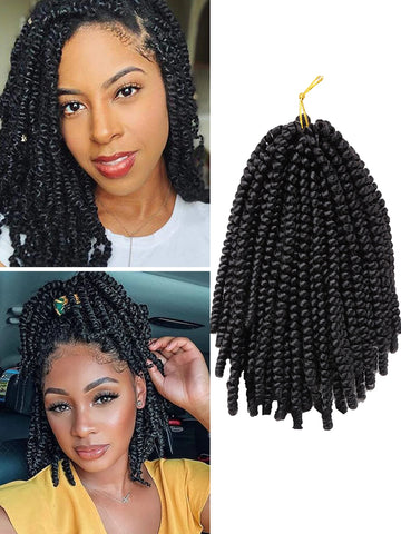 Synthetic Braiding Hair Extensions for Black Women, Spring Twist Hair, Crochet Braids, Ombre Curly Passion, Dreadlocks, 8"
