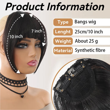 Hair bangs clip-in extensions Fringe fake hair Synthetic Toupee Hairpiece with sideburns DIY Elegant women Hair for Daily Party