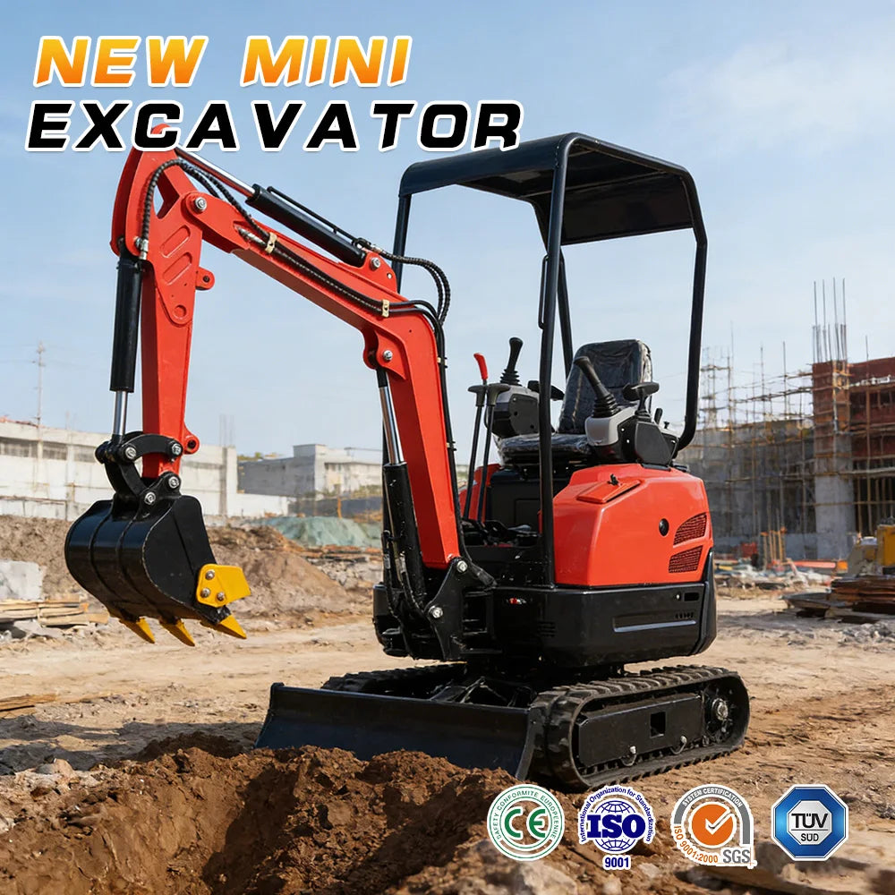 Closed Cab Mini Crawler Excavator — Kubota 20HP, CE/EPA/Euro 5, M-08 to M-20