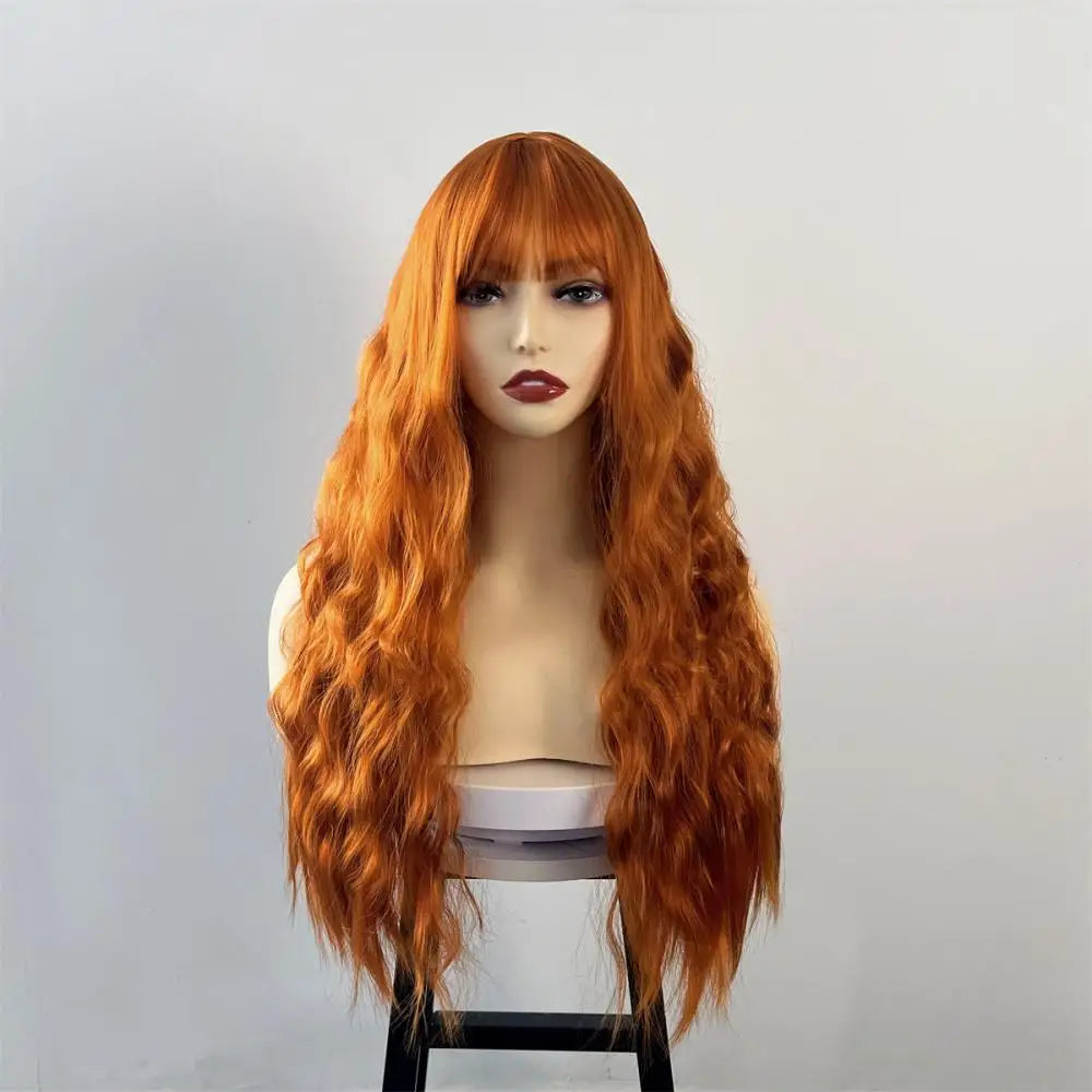 Woman Doll Cosplay Wig Girl's Bangs Multies Colors Headgear Small Curls Long Wig Full Head Cover Y2K Cosplay Headset