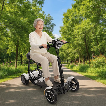 Dual Motor Mini Disability Four-wheel Electric Scooter for Elderly Folding Lithium Battery Brushless 6AH Waterproof Mobility