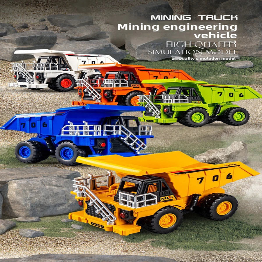 1pcs Mini Children Inertia Car Toy Simulation Mining Engineering Car Toy Model Creative  Games Pull Back Car Mining Car Boy Gift