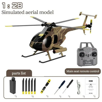 Spot Rc Era New 1:28 C189 Bird Rc Helicopter Tusk Md500 Dual Brushless Simulation Model 6-Axis Gyroscope Simulation Model Toy