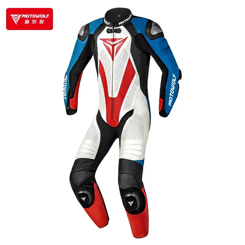 MOTOWOLF JM10 One-Piece Cowhide Leather Racing Suit – Waterproof Edition