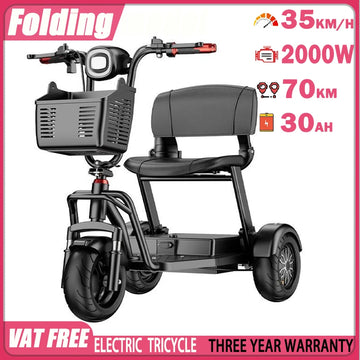 New Electric Tricycle Elderly Scooter Small Portable Folding Electric Scooter For Shopping Adult 2000W48V30AH Lithium Battery