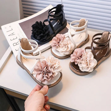 Cross border girls' sandals 2025 summer new product Korean version children's flower princess shoes Little girls' Roman sandals