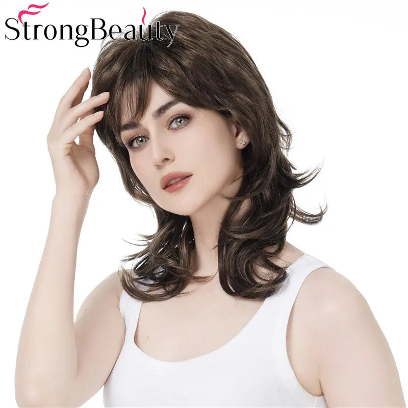 StrongBeauty Natural Synthetic Capless Medium Long Wig Wavy Blonde Wigs For Women 14 Colors