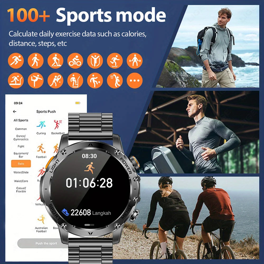 New Men Military Outdoor 1000mAh Battery Smart Watch GPS NFC Watches 3ATM Waterproof Swim 1.7-inch HD Bluetooth Call Smartwatch