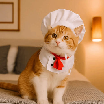 Pet Accessories Cute Pet Cooking King Hat Adjustable Stylish Chef Hat Set Comfortable Cat Cosplay Hat Pet Events