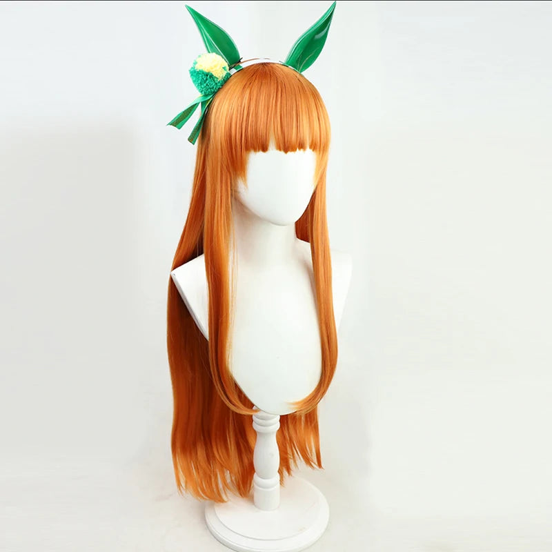 Anime Uma Musume Pretty Derby Silence Suzuka Cosplay Wig Women Heat Resistant Synthetic Long Orange Hair Wigs