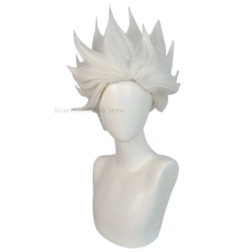 Movie Cosplay Wig White Short Hair for Adult Women Men Halloween Costume Props Cosplay Role Play Wigs