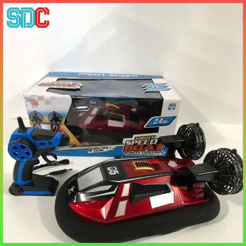 Amphibious Hovercraft RC Boat High-Speed Warship Simulation Electric Toy Waterproof Remote Control Ship for Kids Gifts