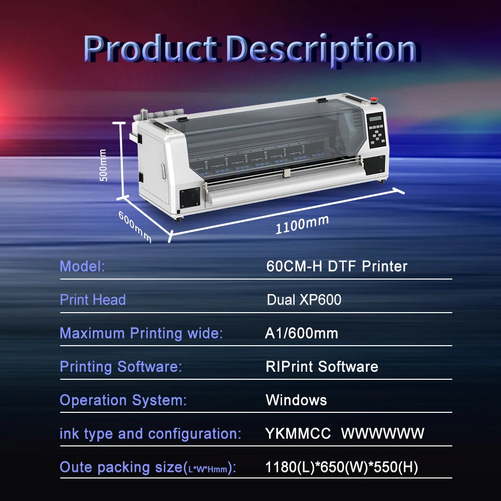Colorsun A1 DTF Printer Dual-XP600 DTF Impresora A1 DTF T-Shirt Printing Machine With Shaker A1 DTF Printer For T-Shirt Hoodies