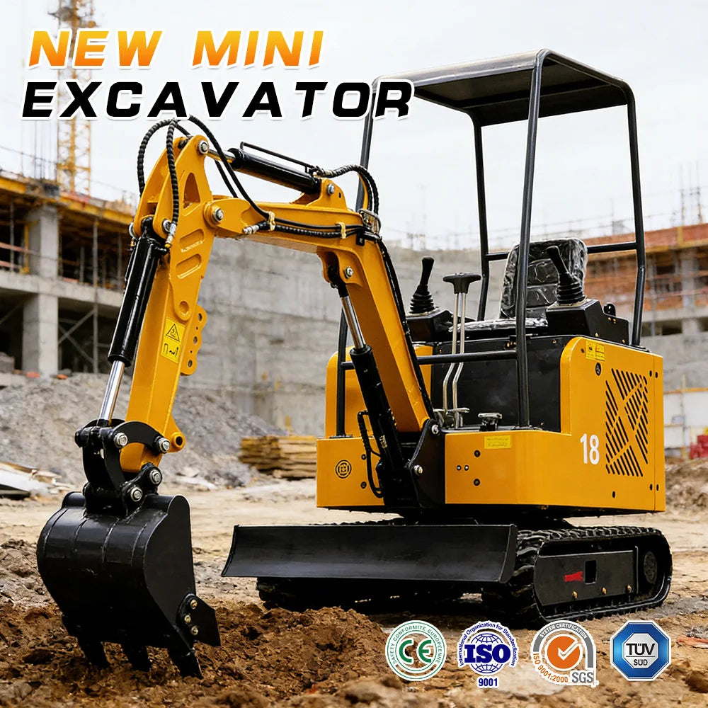 1.5-Ton Mini Crawler Excavator with Enclosed Cab — Kubota Engine, CE/EPA Euro 5