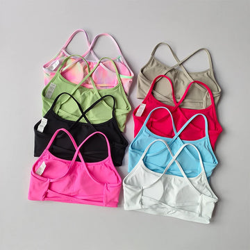 Women's Yoga Lingerie Crossed Beautiful Back Sexy Crop Top Big Breasts Shock-proof Pulling Fitness Fitness Sports Bra Vest Cloth