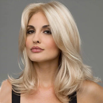 Women's Blonde Medium Synthetic Wig Cover, Straight Hair, Suitable for Everyday Dress Wig Accessories