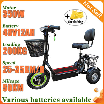 Adult Electric Tricycle 12inch Portable Scooter for Men and Women for Adults Folding Mini Small 3-wheeled Electric Car Elderly