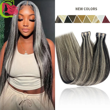Newly 18'' Long Human Hair Extension Women Tape Ins Natural Tape In Hair Extensions Human Hair Gorgeous Seamless Weft Adhesive