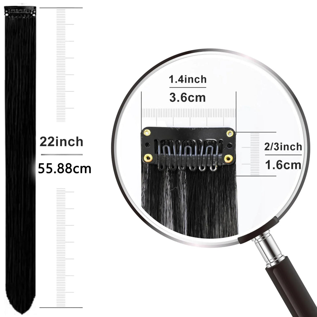 Colored Clip in Hair Extensions for Women & Men - 22" Synthetic Multi-Color Straight Hair Extensions with Vibrant Gradient Color
