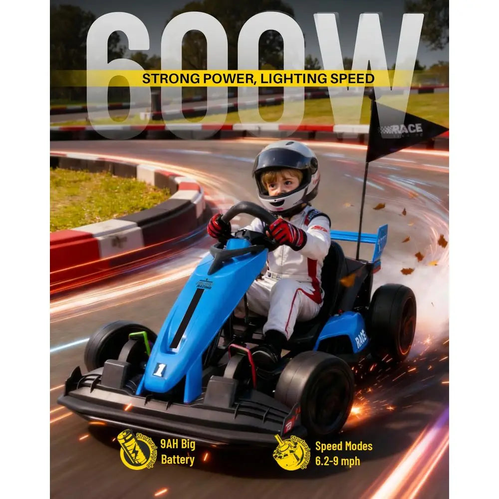 YTYIN 36V Kids Electric Drift Go-Kart — 600W Motor, 9AH Battery, LED Lights, Foldable