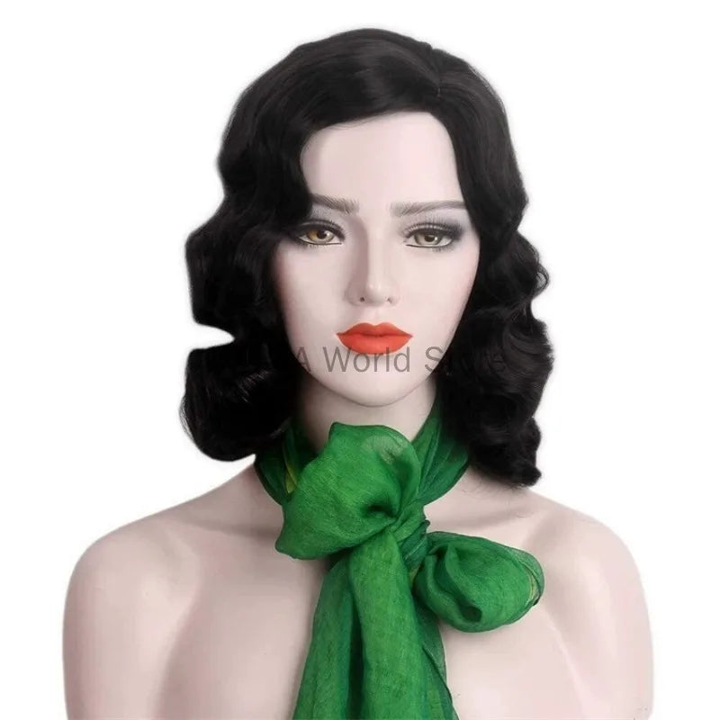 Womens Vintage Short Curly Wig 1920s Gatsby Accessories Hair Body Wave Gold Blonde Black Brown Halloween Party Cosplay Costume