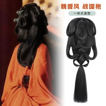 Hanfu Wig Ancient Style Integrated Warring States Robe Volume Pad Updo Hair Bun Wei Jin Dynasty Headwear Women Cosplay