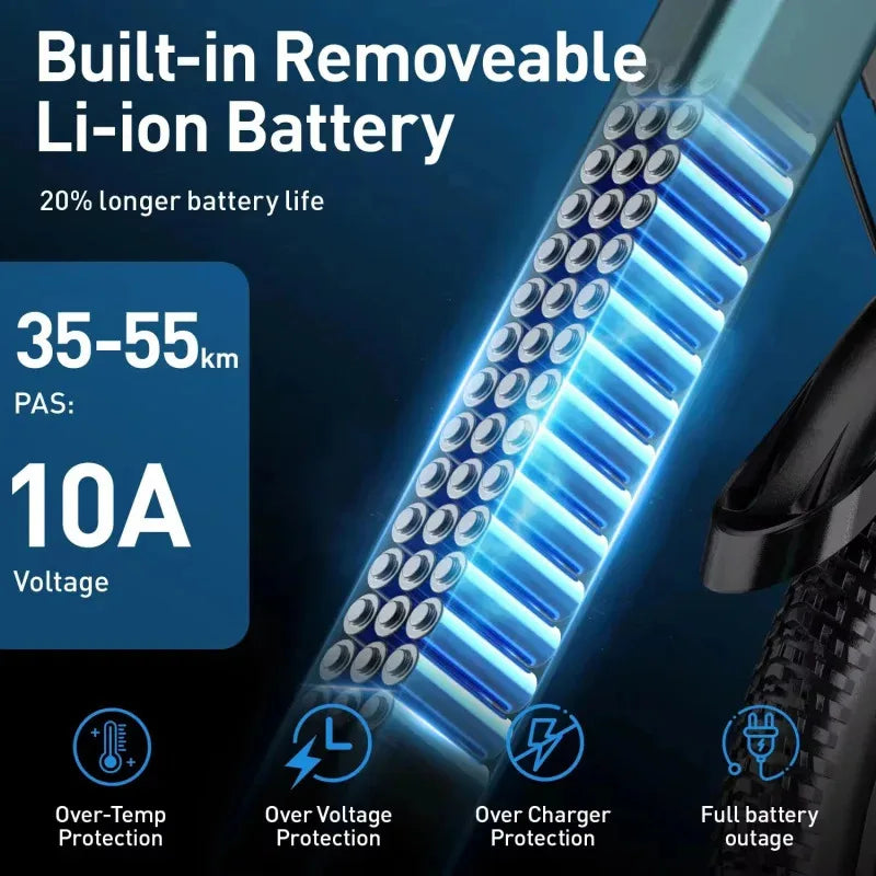 400W Brushless Motor E-Bike 26-Inch All-Terrain Electric Bicycle 48V 10.4AH Lithium Battery