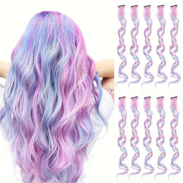 3/5/8/10pcs Set,Hair Extensions for Women 22" Curly Synthetic Hair, Perfect for Christmas Gift & Halloween Parties