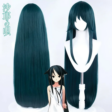 Game The Song Of Saya Adult For Women Cosplay Wig Long Straight Dark Green Hair Heat Resistant Synthetic Party Halloween Prop
