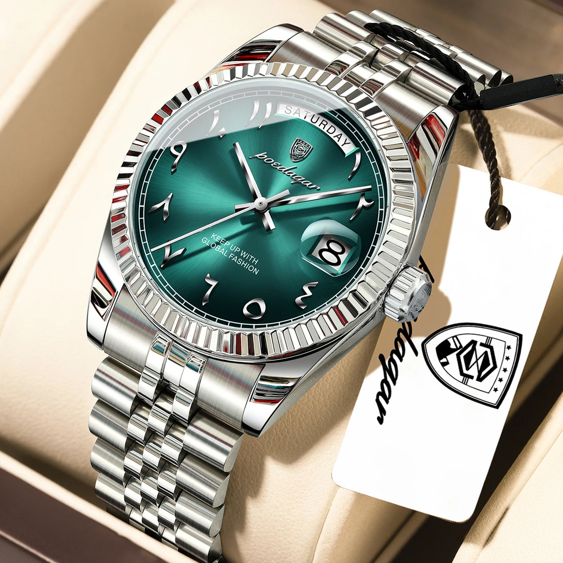 POEDAGAR Brand Fashion Men Clock Waterproof Date Week Business Man Watch Stainless Steel High Quality Quartz Men's Watches Reloj