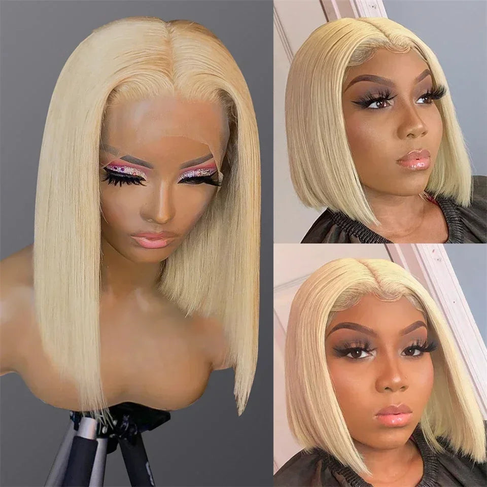 For Black Women 180% Density 613 Blonde Bob Wig HD Wigs Human Hair Remy Brazilian Cheap 13x4 Lace Short Bob Wig Human Hair Wigs