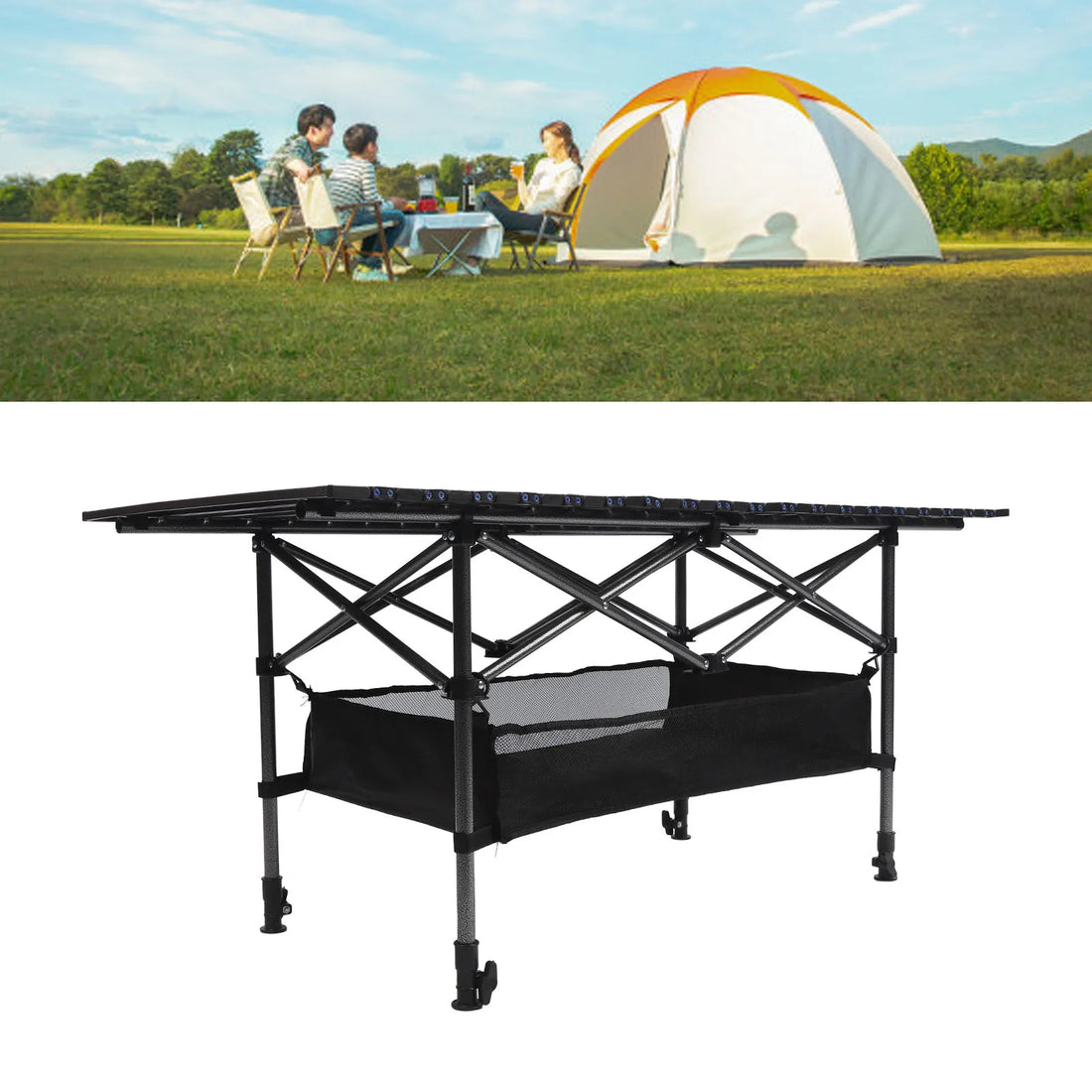Outdoor Compact Folding Table Carbon Steel Multifunctional Portable Camping Table Portable Outdoor Table Outdoor Folding Table