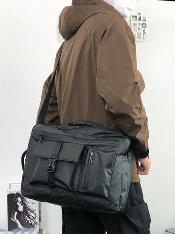 Large Capacity PU Leather Crossbody Laptop Backpack — Men's College & Street Style