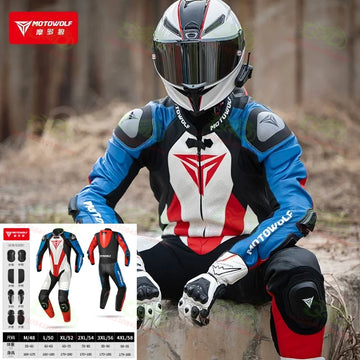MOTOWOLF JM10 One-Piece Leather Motorcycle Racing Suit – All-Season Anti-Fall