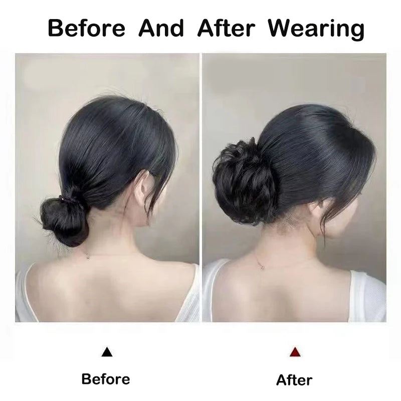 Synthetic Hair Bun Extensions Messy Curly Elastic Hairpieces Synthetic Chignon Donut Updo Hair For  Women