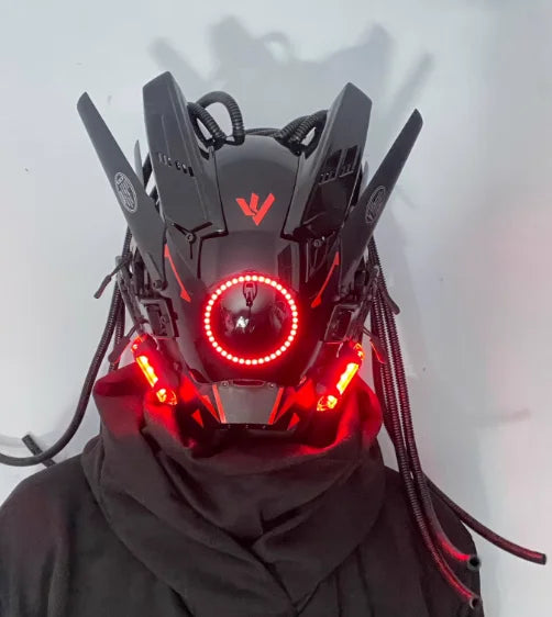 RGB LED Light-Up Helmet Mask – Rave, Festival & Cosplay