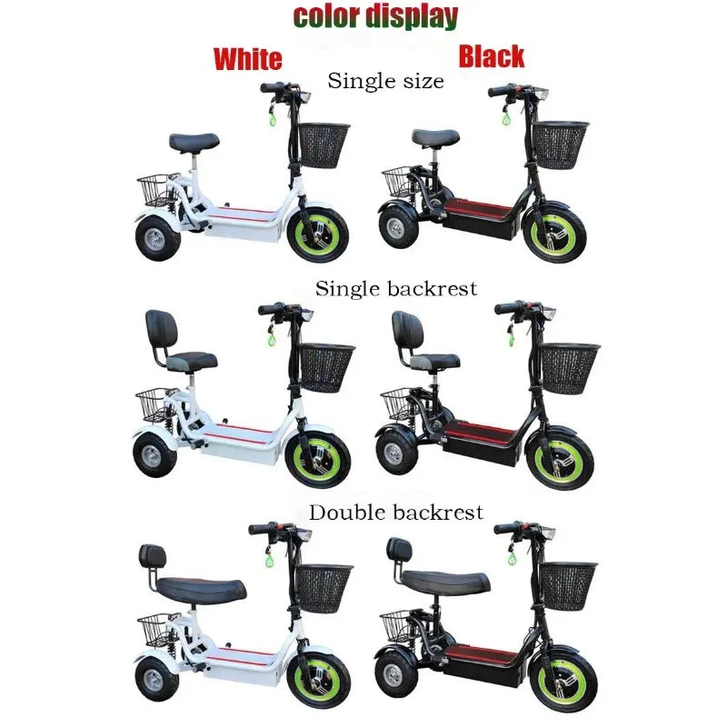 New 12 Inches Portable Adults Electric Scooter Fold Mini Small Elderly Electric Tricycle with Basket Disabled Mobility Scooter