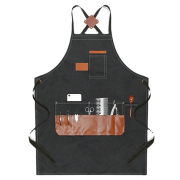 Waterproof Canvas Multi Pocket Barber Apron Men's and Women's Painting Work Clothes Anti Fouling Apron for Coffee