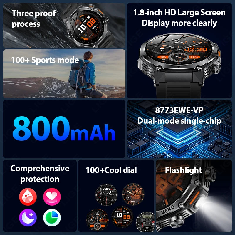 New Men's Smart Watch 2025 Bluetooth Call One Click Connection Watches IP67 Waterproof 800mAh Battery Smartwatch Man Android iOS