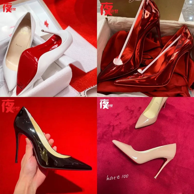 2026 new 12cm laser deep purple shallow mouth sexy high heels with slim heels and electric red exposed toe wedding shoes
