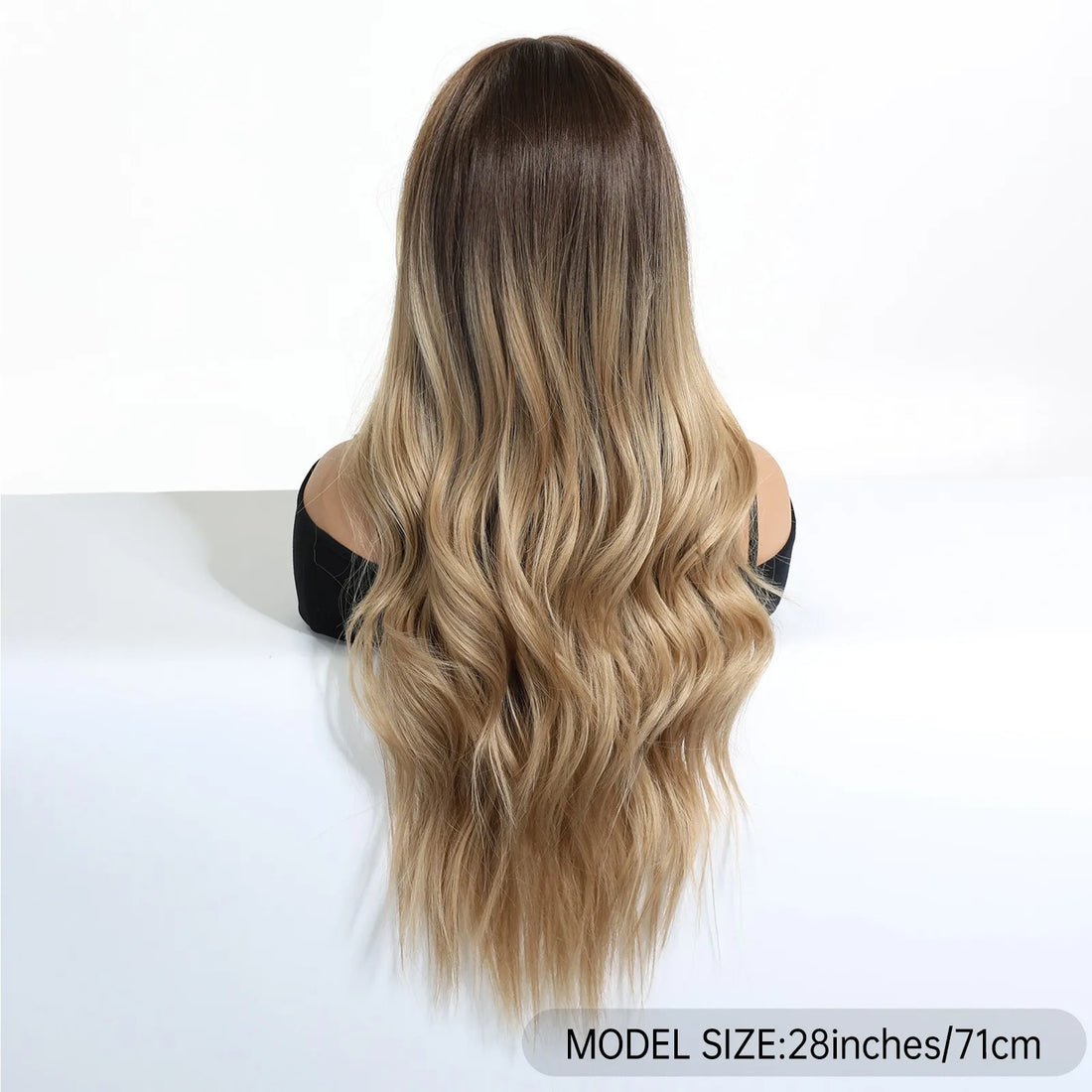 70cm Long Middle Parting Blonde Brown Synthetic Wig Wavy Wigs Daily Cosplay Party Use Heat Resistant Fiber Hair Wigs for Women