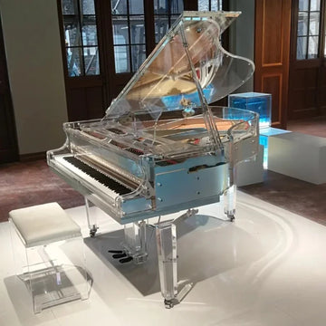 Transparent acrylic piano for sale with led lights HG-168A crystal silver baby grand piano